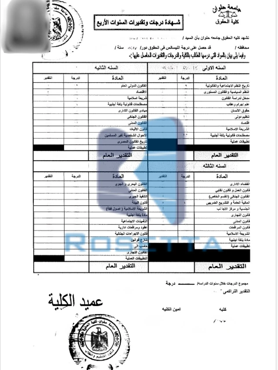 ترجمة السجل الأكاديمي